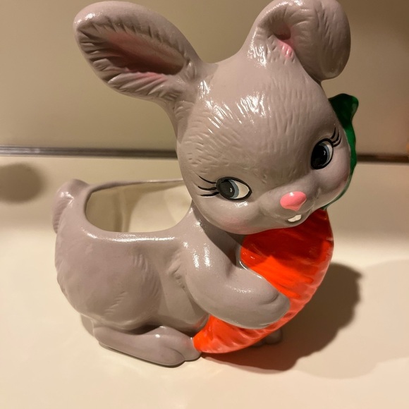 Handmade Ceramic Gray Bunny Figurine - Picture 1 of 8